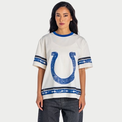  Indianapolis Colts The Wild Collective Women's Oversized Established Boyfriend T-Shirt - Cream