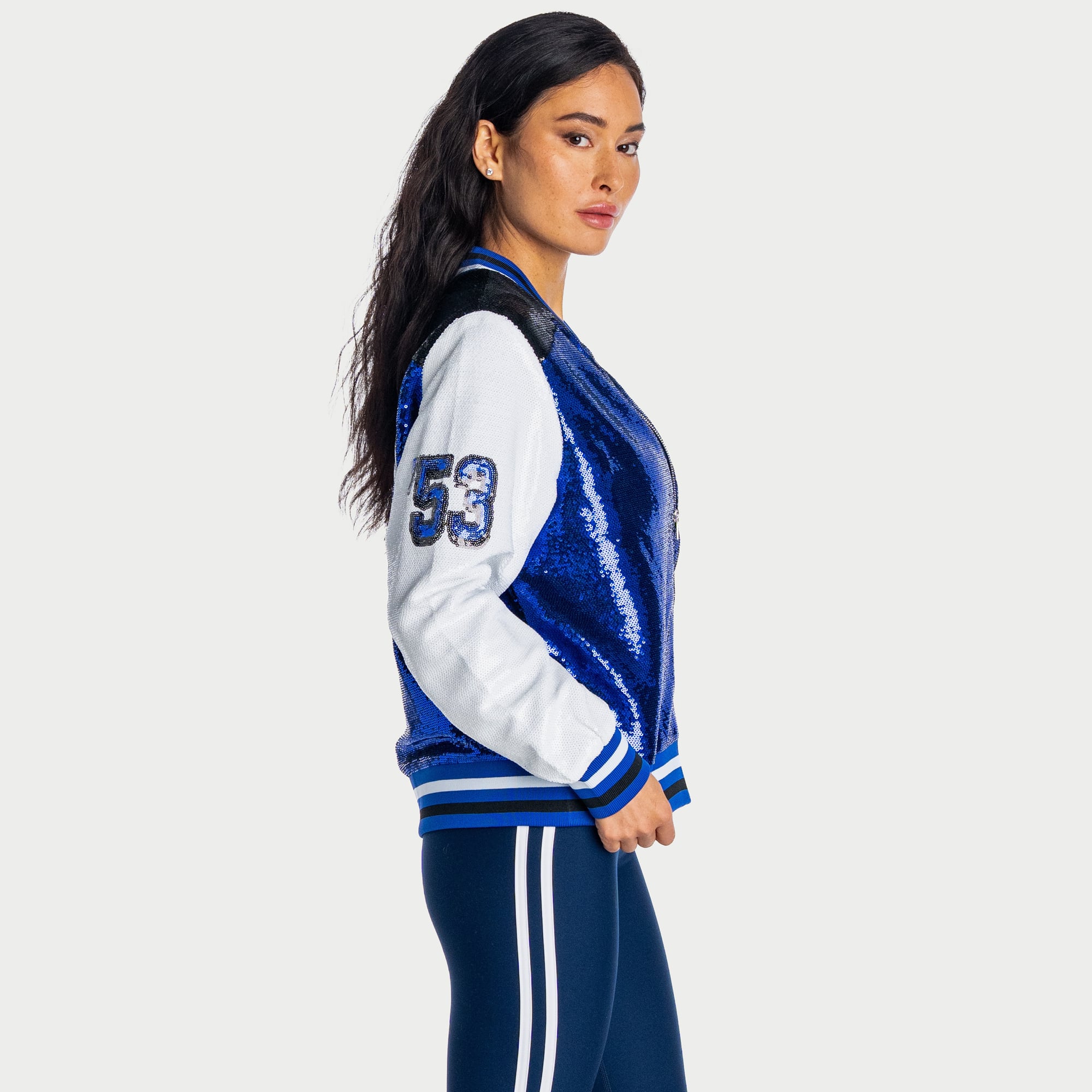 Women's The Wild Collective Indianapolis Colts Royal Full-Zip Sequin Bomber Jacket