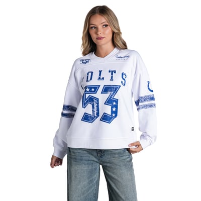  Indianapolis Colts The Wild Collective Women's Baggy V-Neck Sweatshirt - White