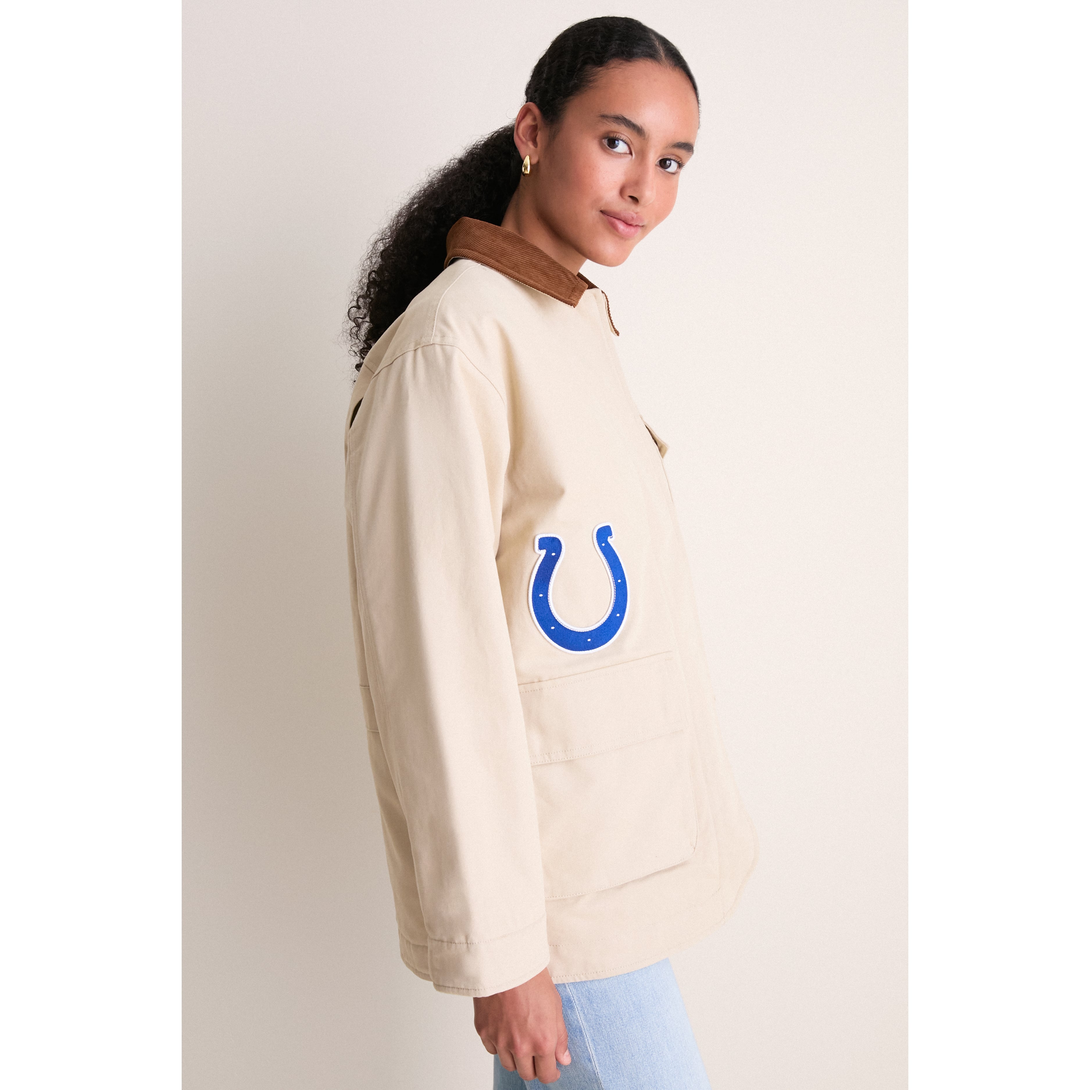 Veste de grange Tuckernuck Stone Indianapolis Colts pour femmes, fermeture à boutons-pression.