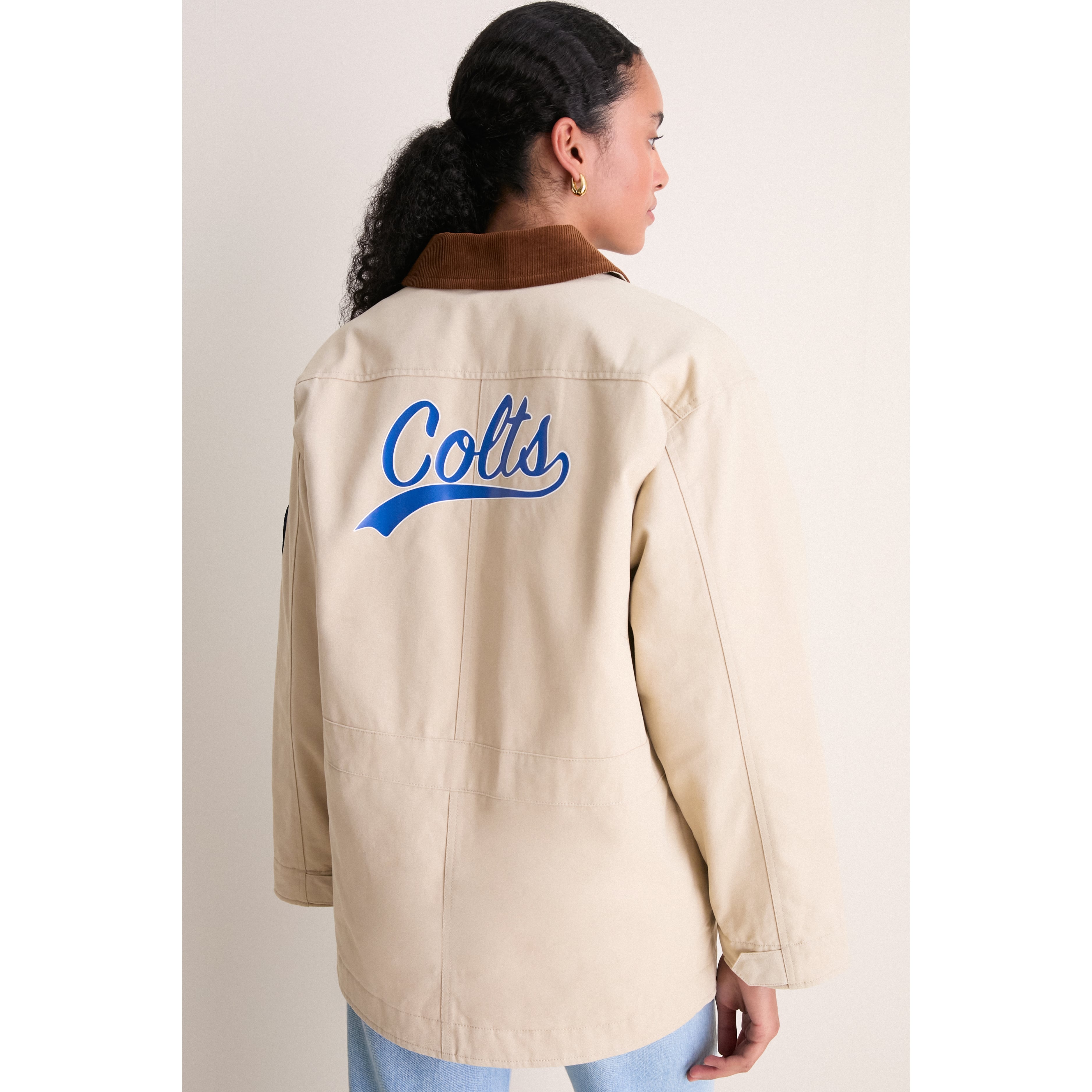 Veste de grange Tuckernuck Stone Indianapolis Colts pour femmes, fermeture à boutons-pression.