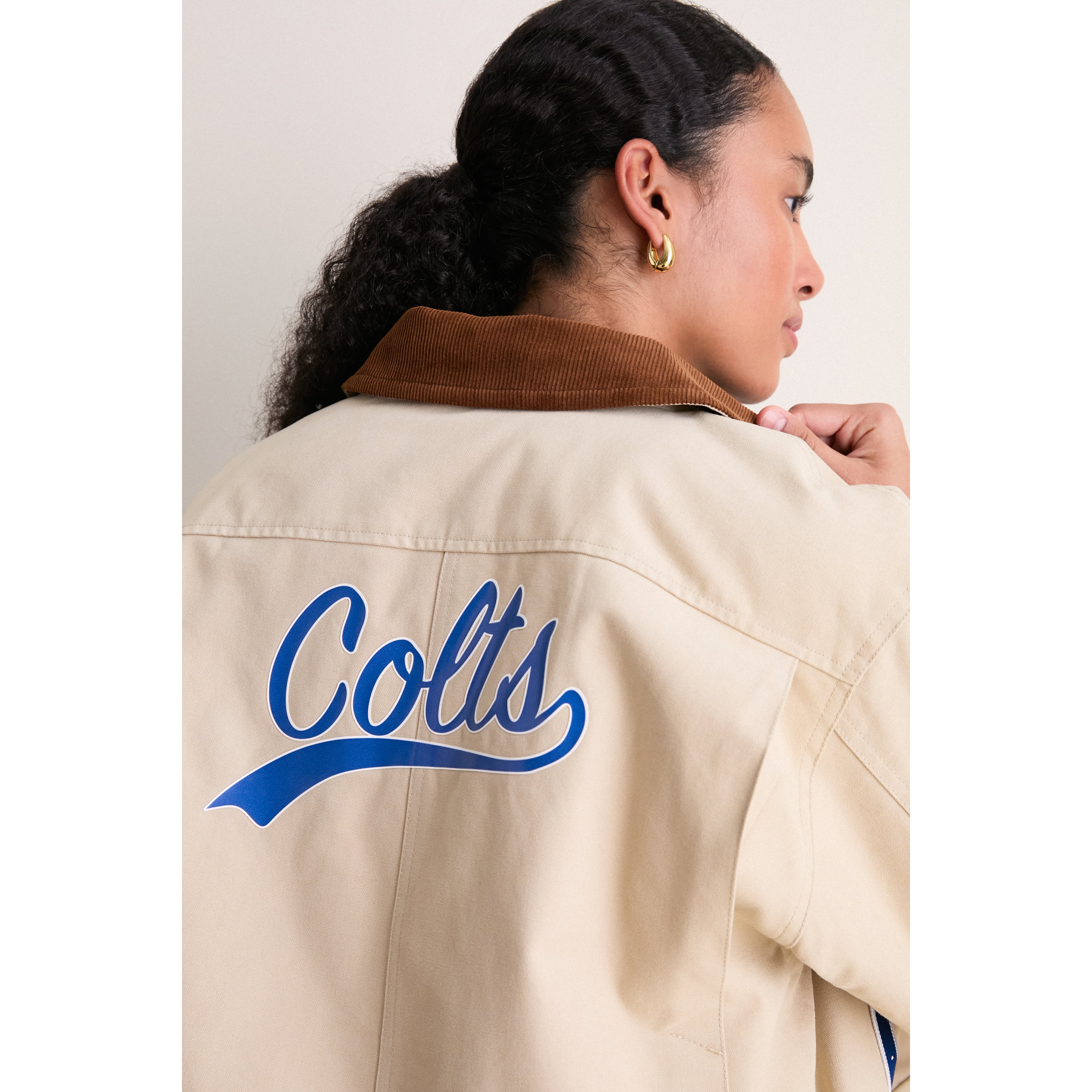 Veste de grange Tuckernuck Stone Indianapolis Colts pour femmes, fermeture à boutons-pression.