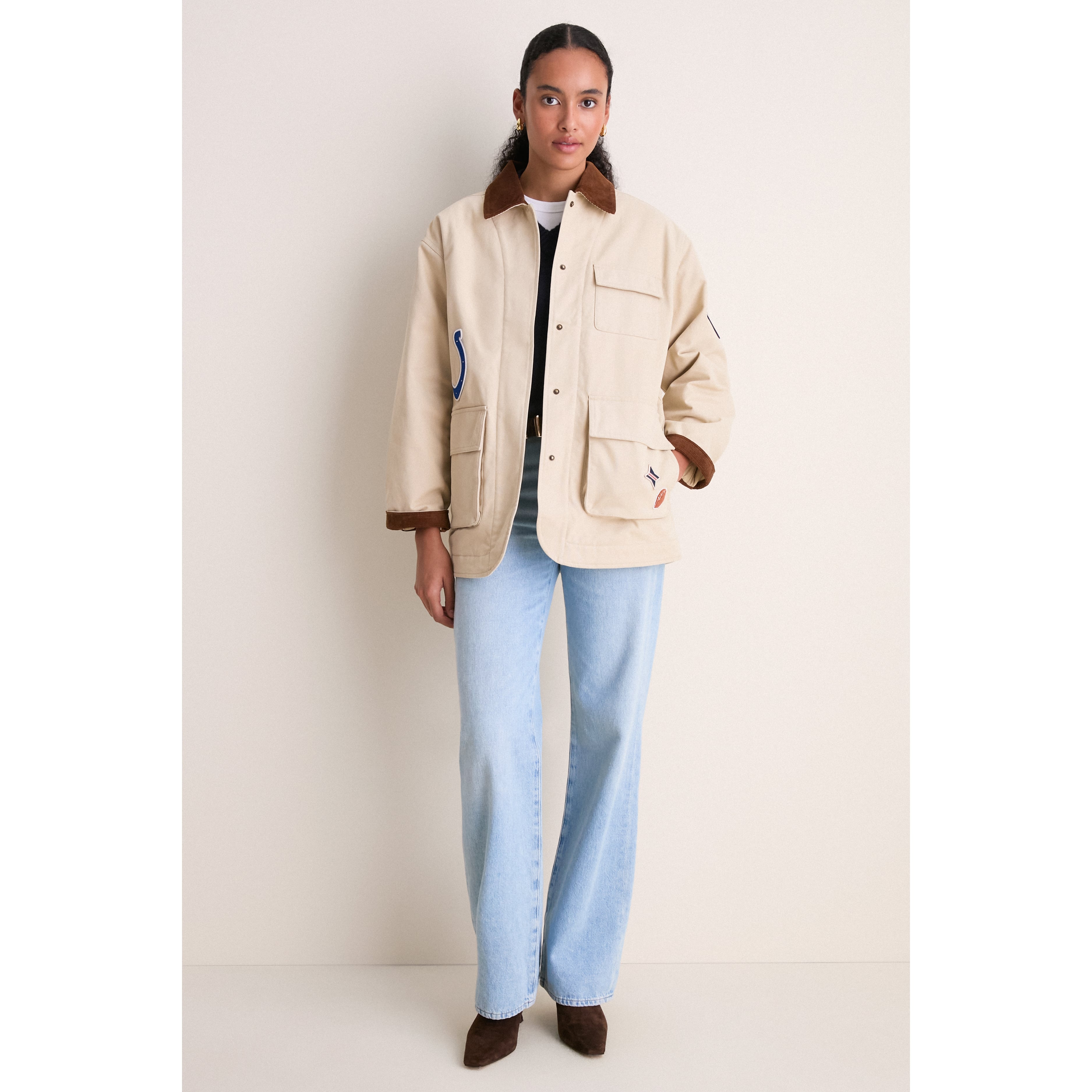 Veste de grange Tuckernuck Stone Indianapolis Colts pour femmes, fermeture à boutons-pression.