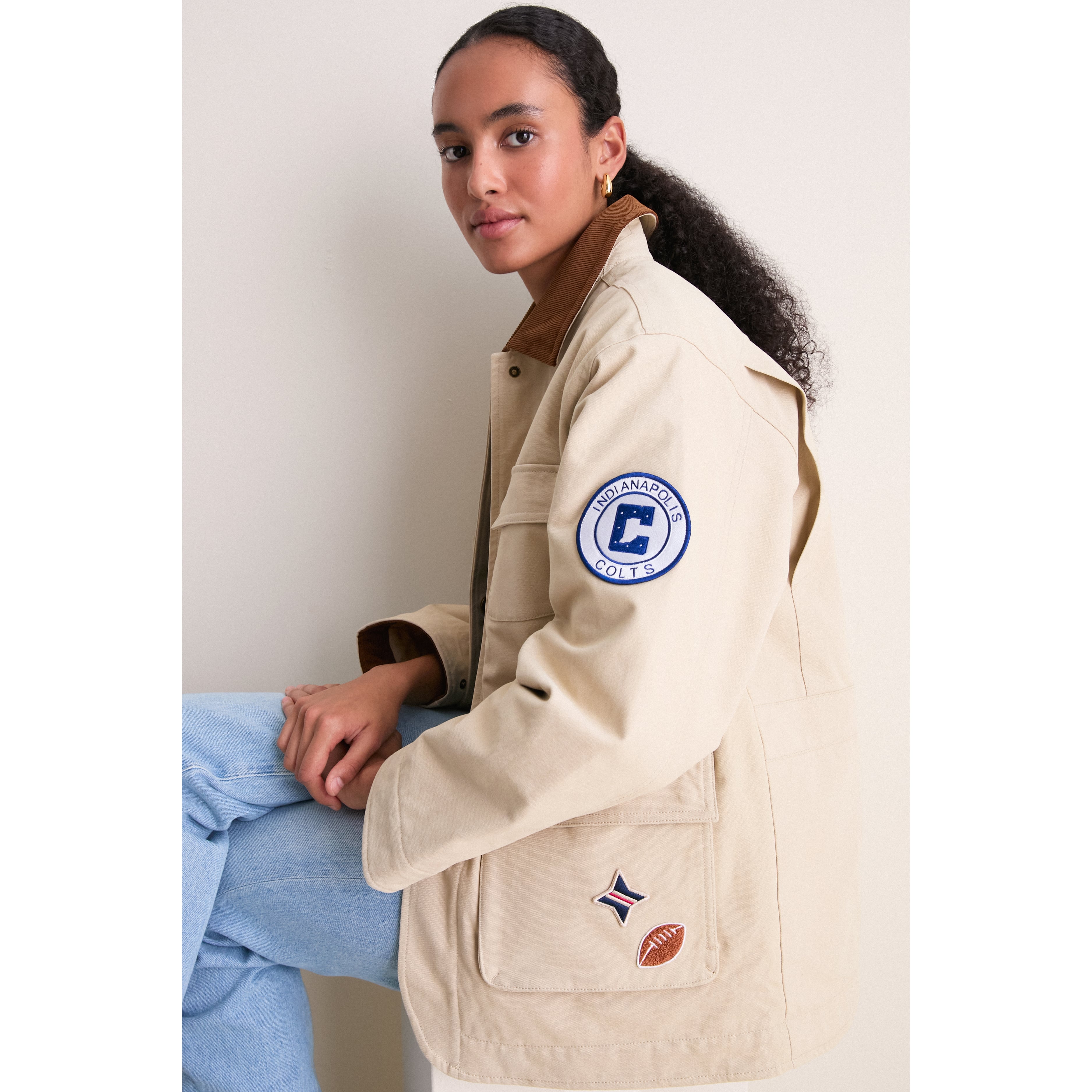 Veste de grange Tuckernuck Stone Indianapolis Colts pour femmes, fermeture à boutons-pression.