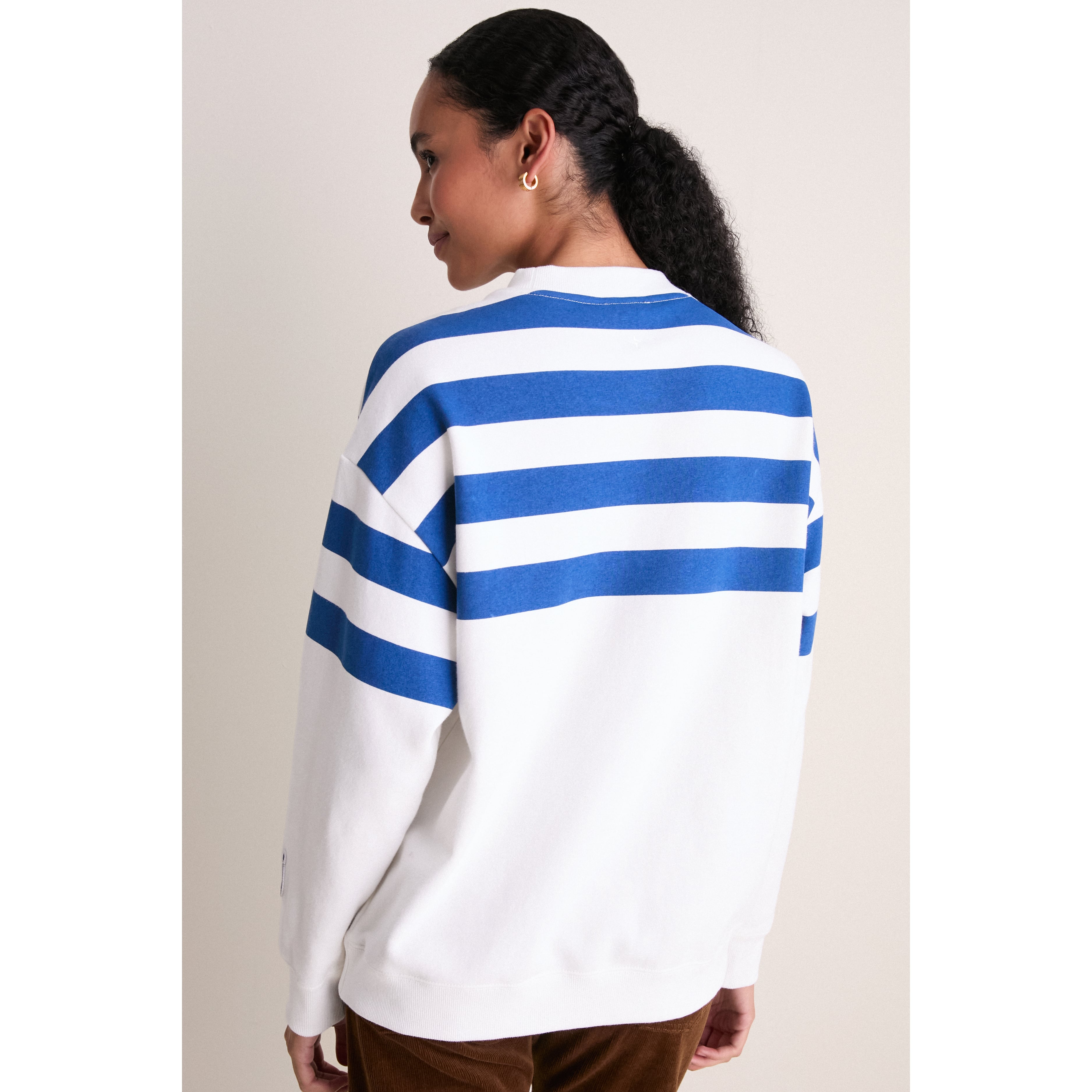 Sweat-shirt rayé blanc/bleu roi Tuckernuck pour femme, Indianapolis Colts