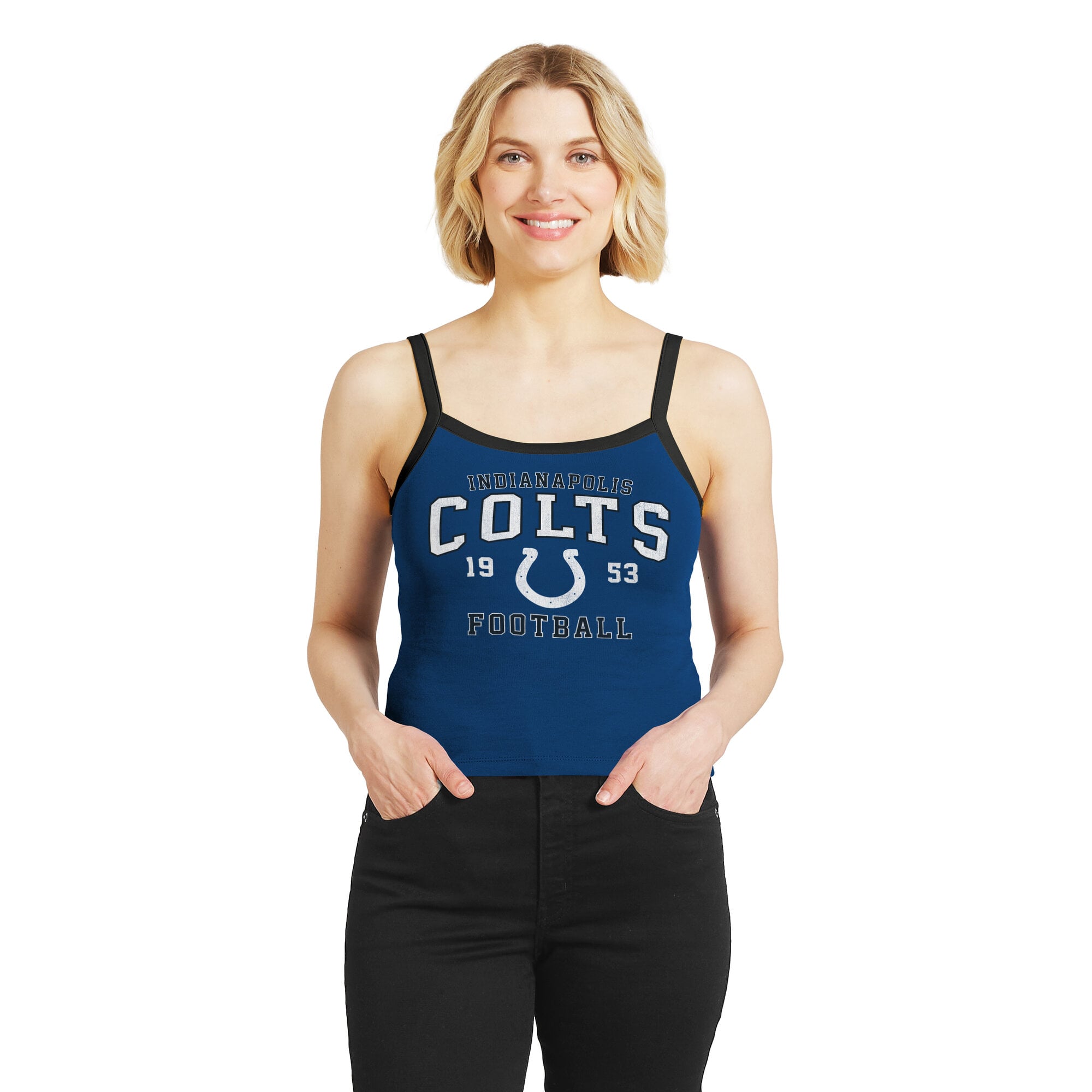 Débardeur colorblock Royal Indianapolis Colts pour femme de la marque WEAR by Erin Andrews