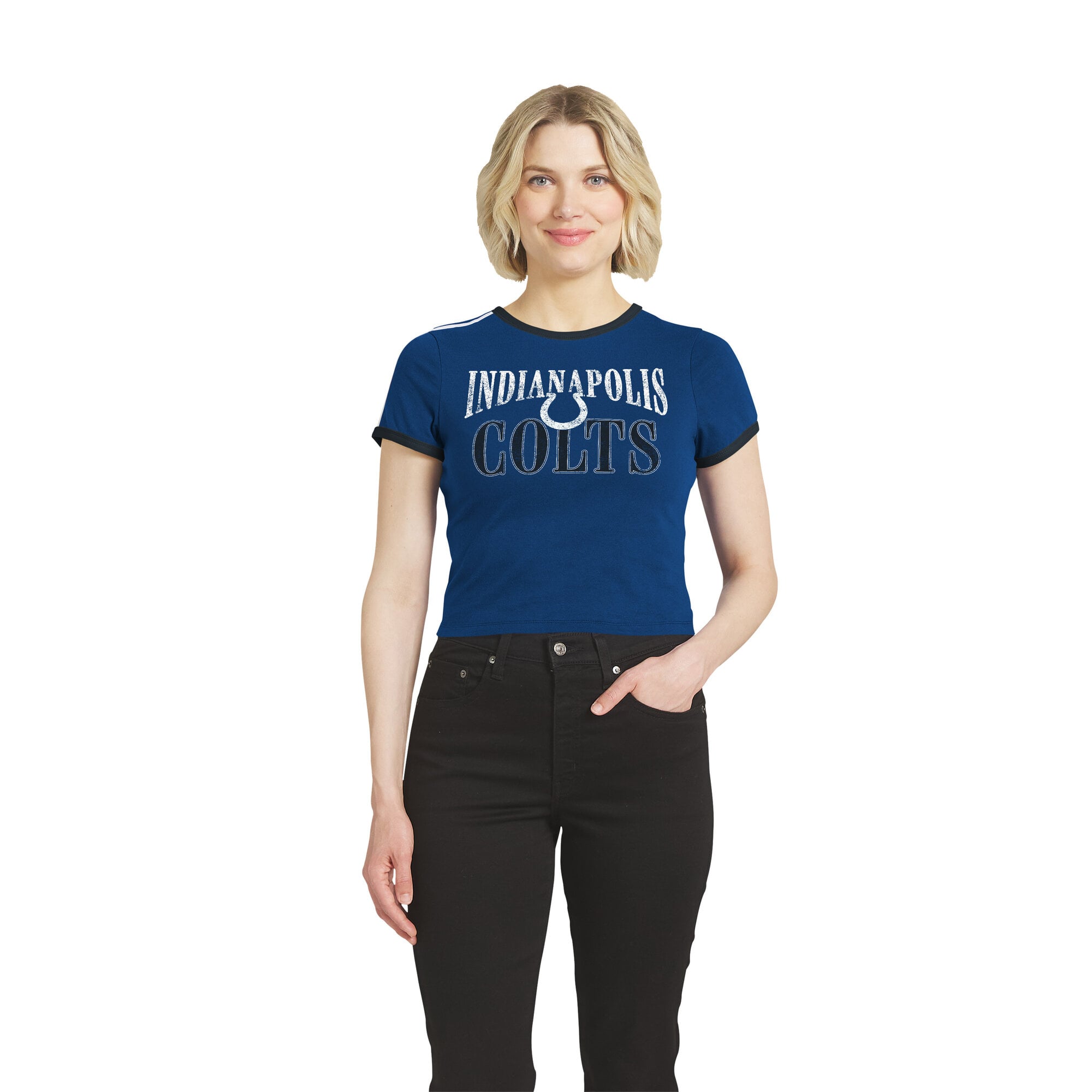 T-shirt court à col rond pour bébé, collection femme WEAR by Erin Andrews Royal Indianapolis Colts