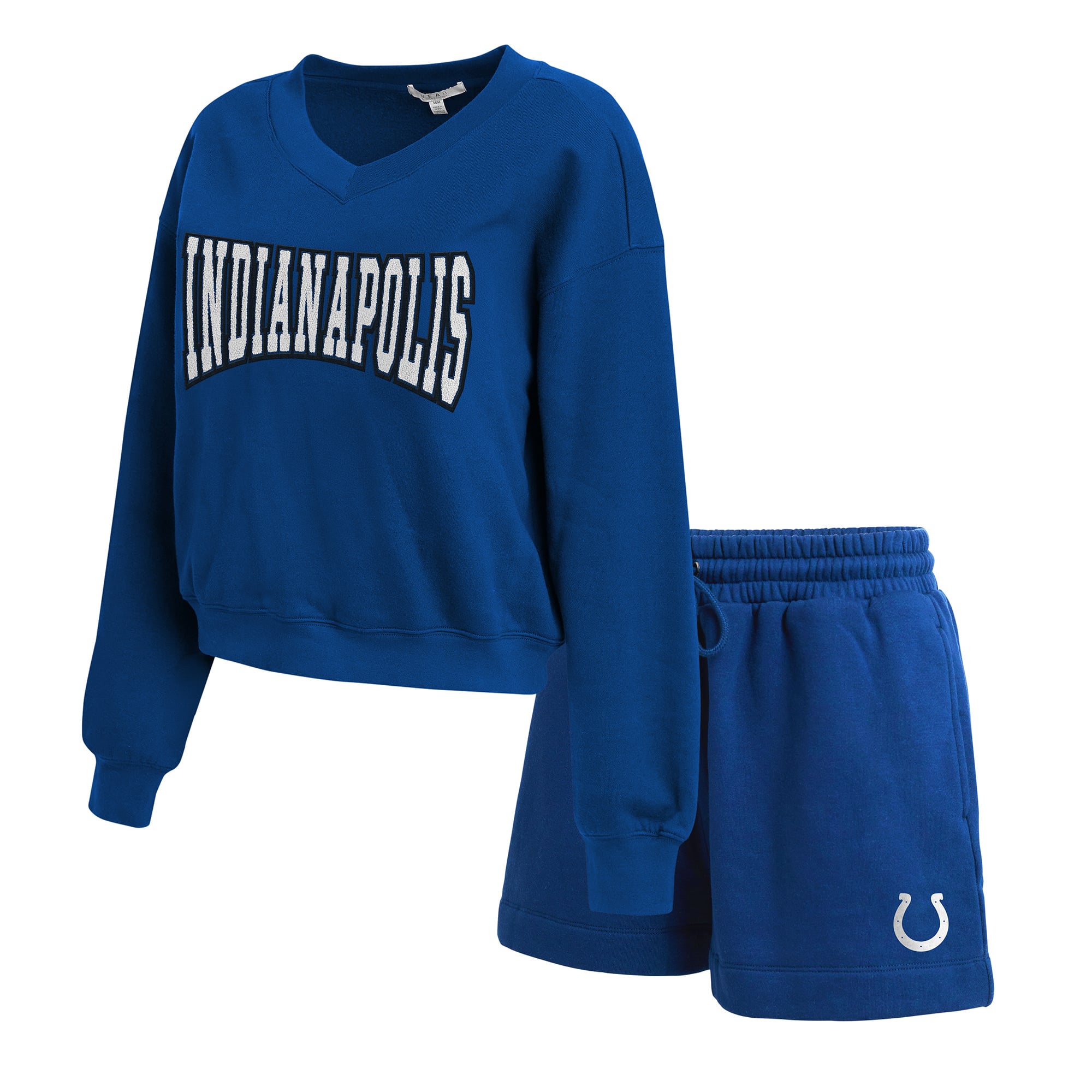 Women's WEAR by Erin Andrews Royal Indianapolis Colts Fleece V-Neck Lounge Set
