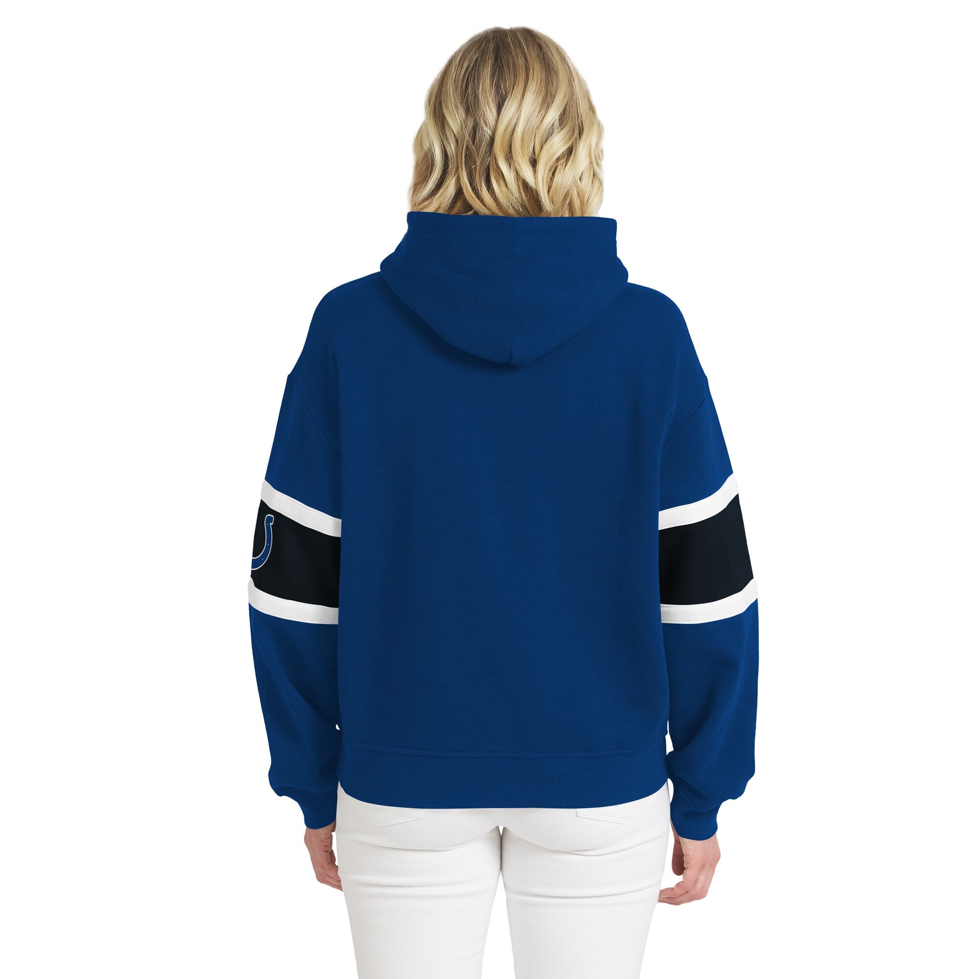 Sweat à capuche rayé Royal Indianapolis Colts de la marque WEAR by Erin Andrews pour femmes