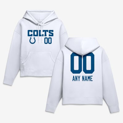 Indianapolis Colts Women's Touchdown Wordmark Personalized Name & Number Hoodie - White