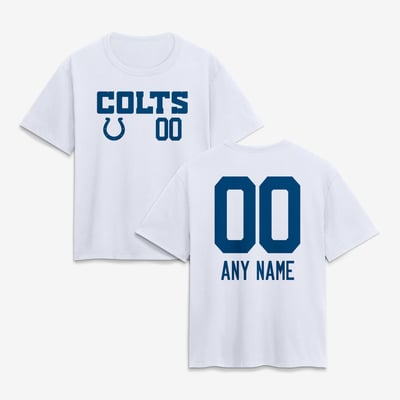 Indianapolis Colts Women's Touchdown Wordmark Personalized Name & Number T-Shirt - White