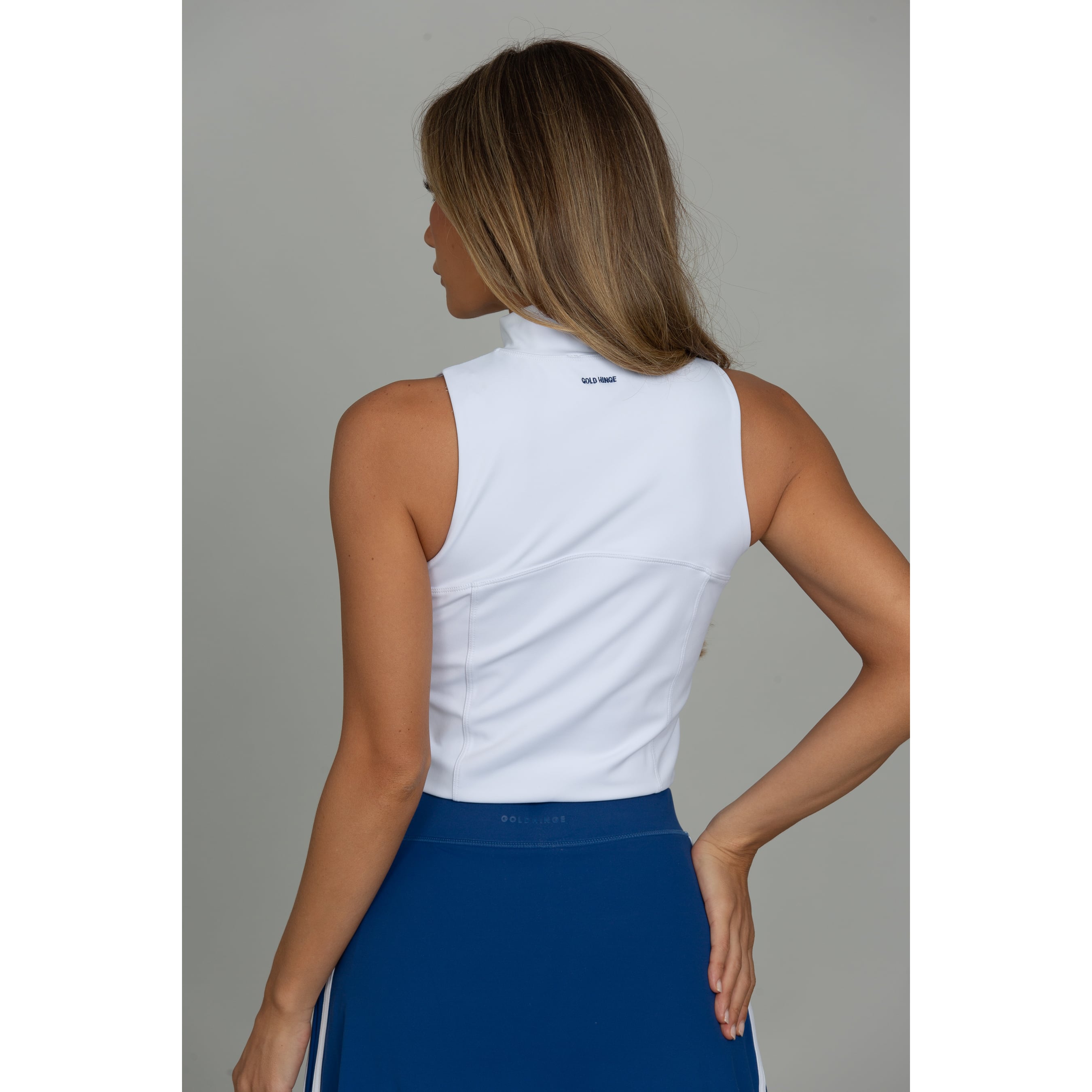 Women's White Indianapolis Colts x Gold Hinge Day to Night Sleeveless Quarter-Zip Top