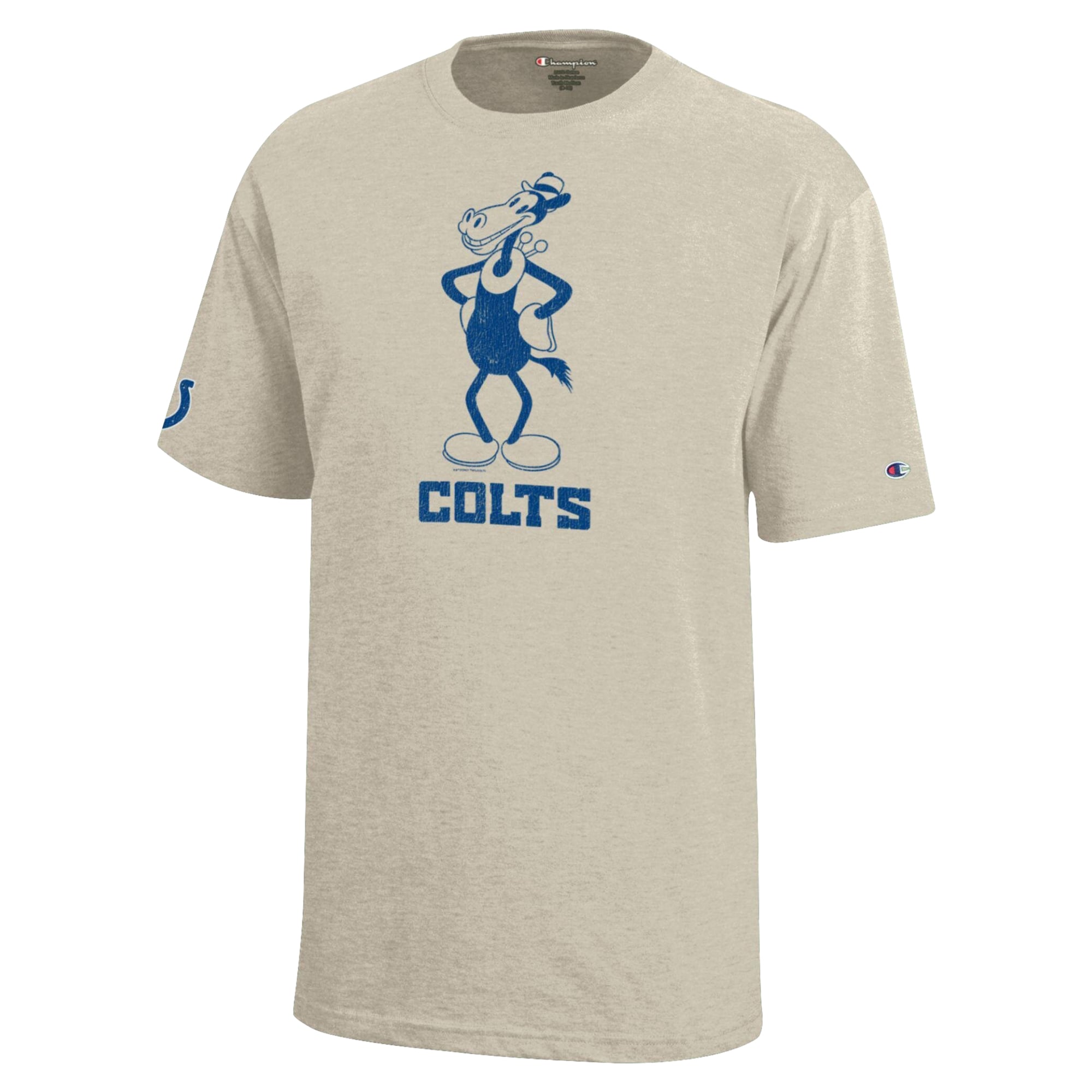 Youth Disney x Champion Oatmeal Indianapolis Colts Horace Horsecollar T-Shirt