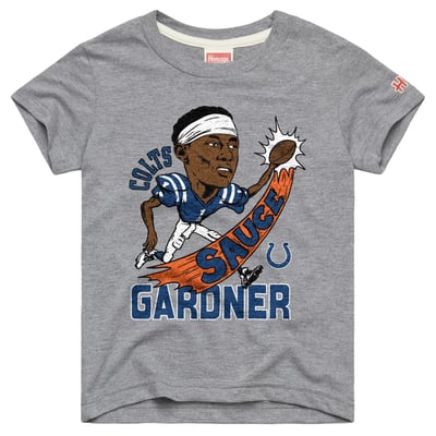 Ahmad Sauce Gardner Indianapolis Colts Homage Youth Caricature T-Shirt - Gray