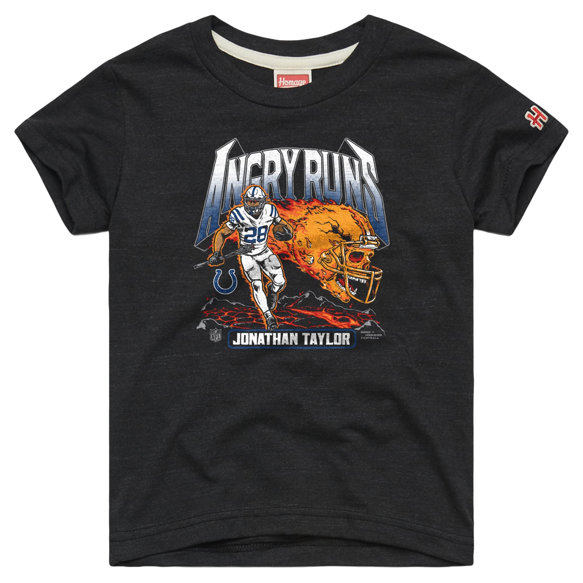 T-shirt Youth Homage Jonathan Taylor Charcoal Indianapolis Colts Angry Runs Tri-Blend