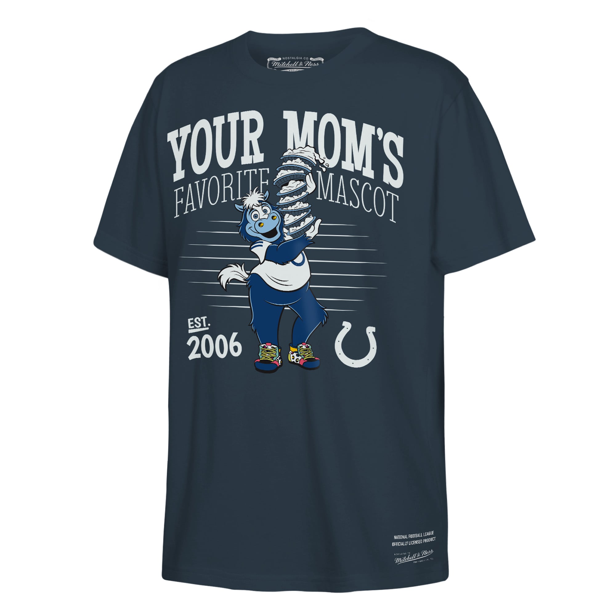 T-shirt Mitchell & Ness Charcoal Indianapolis Colts Mascot Pie Stack pour enfant
