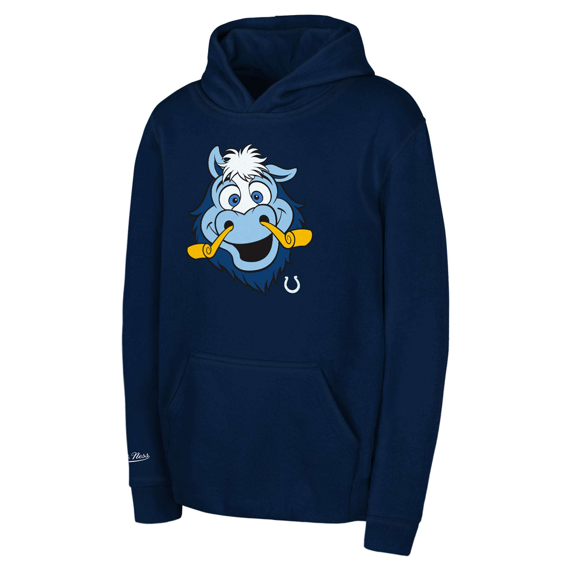 Sweat à capuche Mitchell & Ness bleu marine pour enfant, mascotte des Indianapolis Colts.