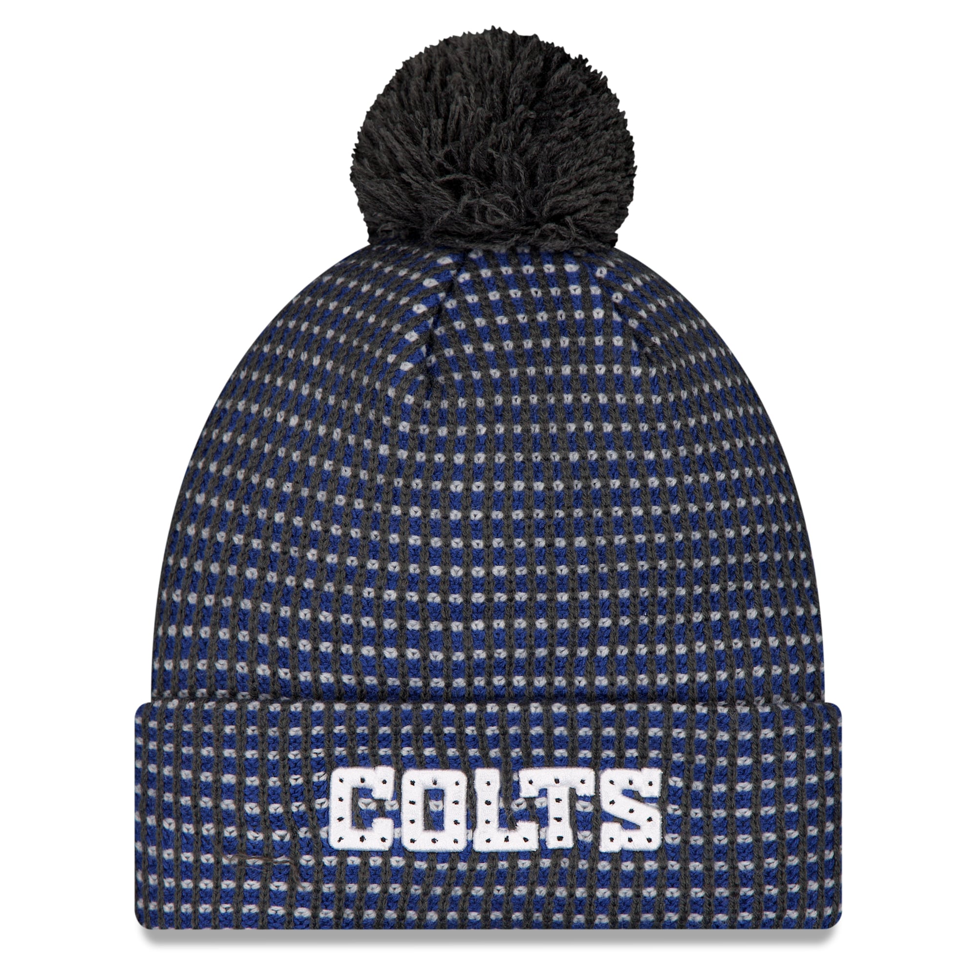 Youth New Era Anthracite Indianapolis Colts 2026 Rivalries Collection Sideline Cuffed Knit Hat with Pom