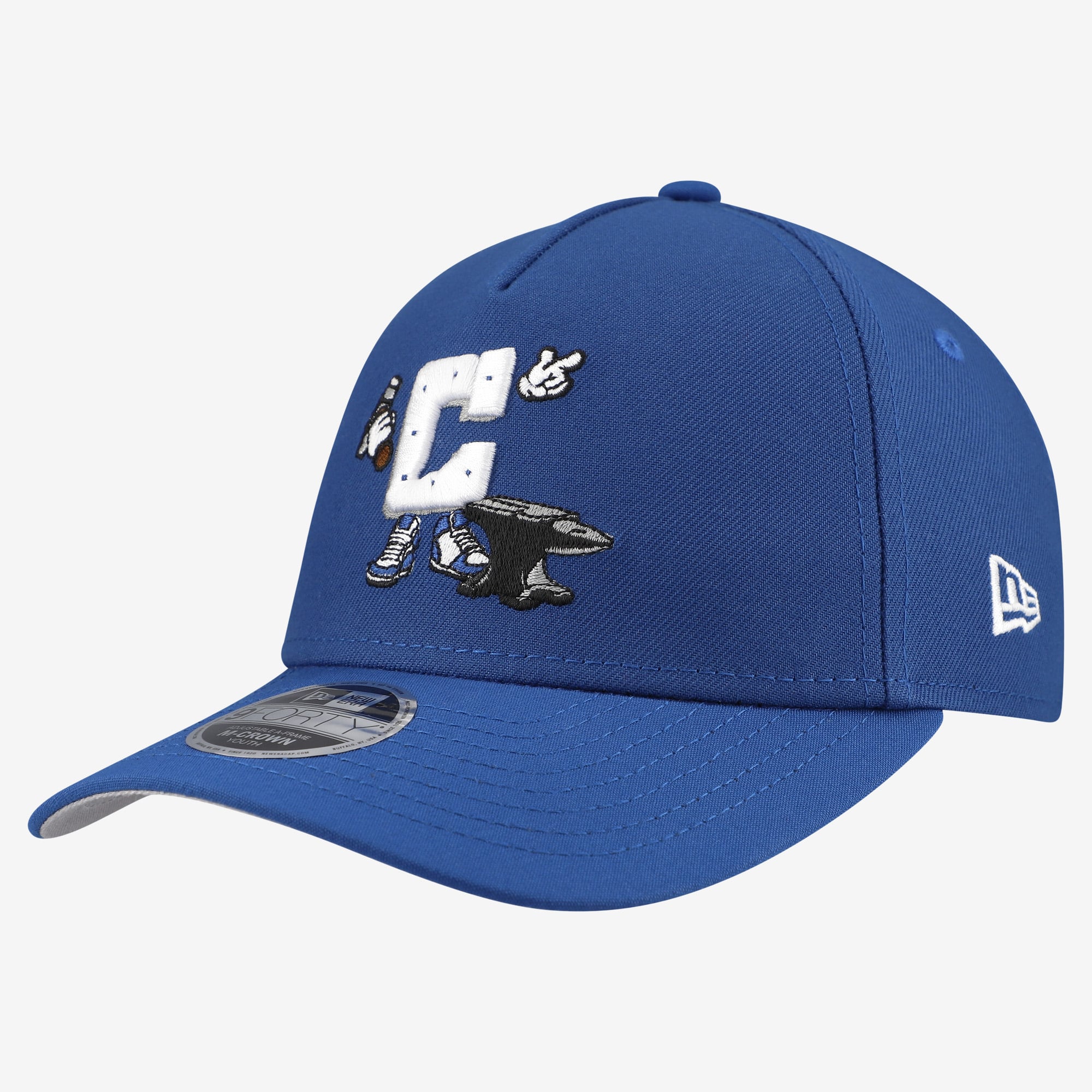 Casquette ajustable New Era 9FORTY bleue Indianapolis Colts pour jeunes, motif dessin animé.