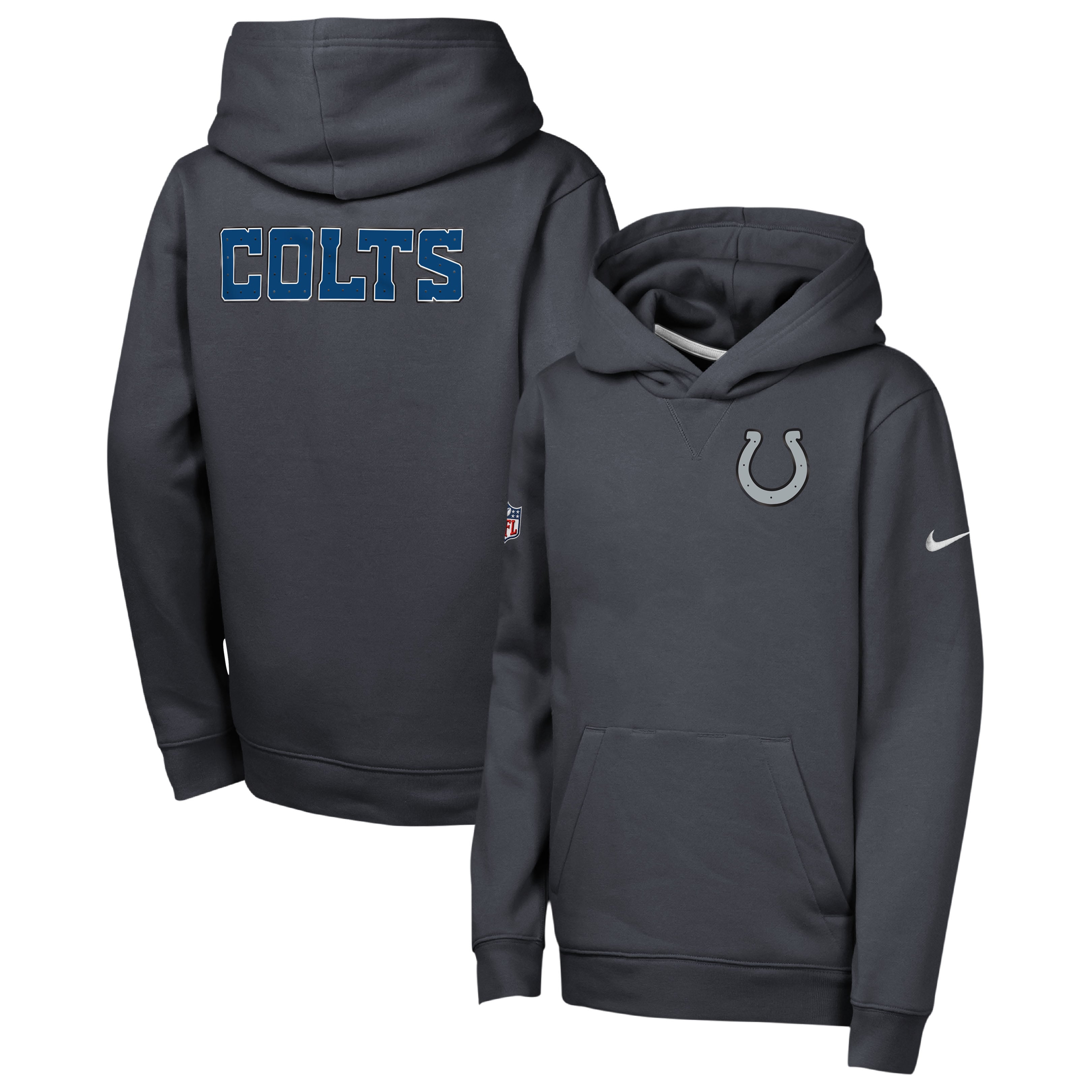 Youth Nike  Anthracite Indianapolis Colts 2026 Rivalries Collection Sideline Club Fleece Pullover Hoodie