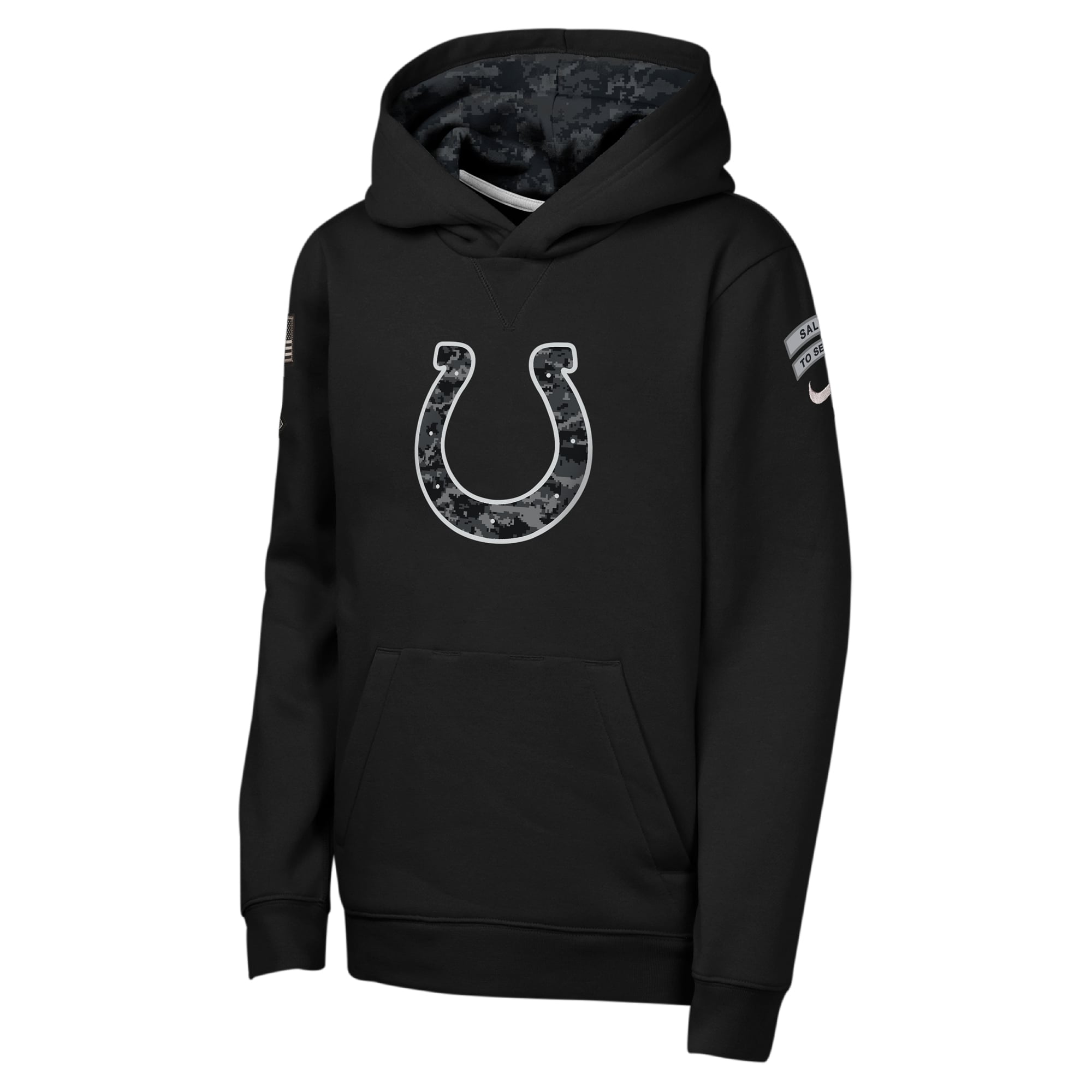 Sweat à capuche polaire Nike Indianapolis Colts 2026 Salute to Service Club pour jeunes, noir