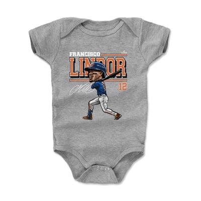 Francisco Lindor 500 Level Infant Cartoon Bodysuit - Heather Gray