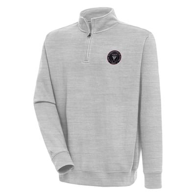 Inter Miami CF Antigua Victory Quarter-Zip Pullover Top - Heather Gray