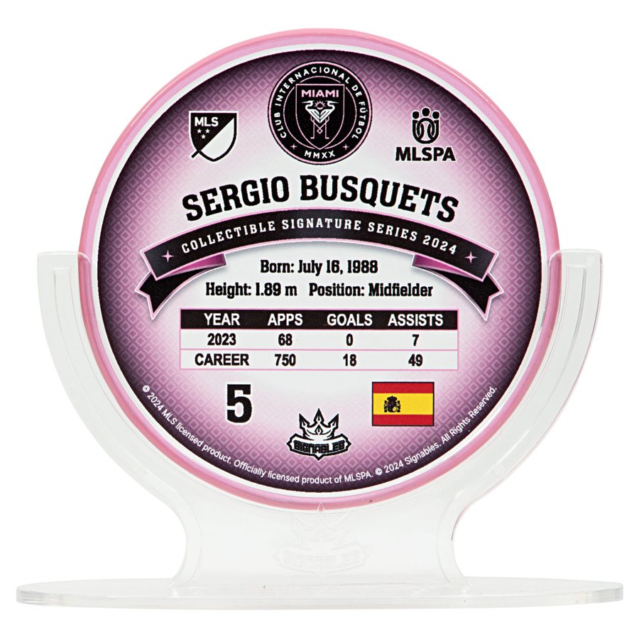 Bisquets Logo Men's Inter Miami CF Sergio Busquets Adidas Pink 2024