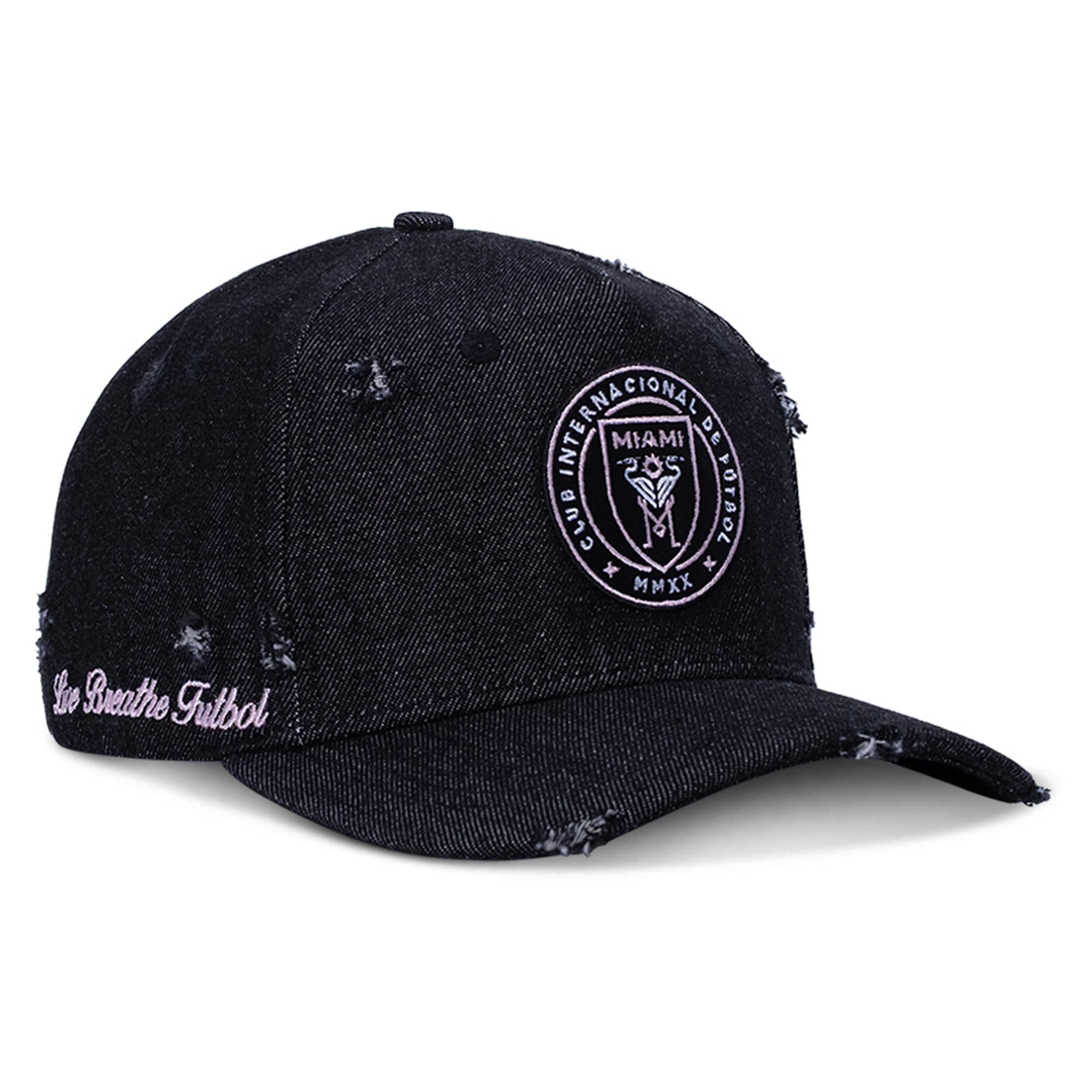 Unisex Inter Miami CF Live Breathe Futbol Black Distressed Snapback Hat