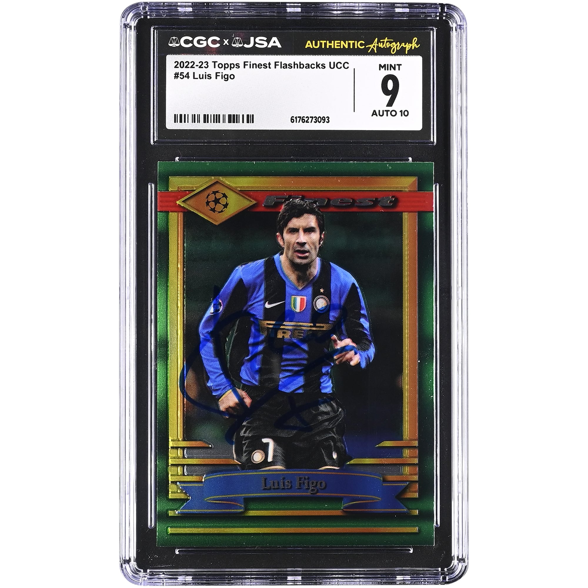 Luis Figo Inter Milan Autographed 2022-23 Topps Finest Flashbacks UCC #54 CGC Authenticated / Card