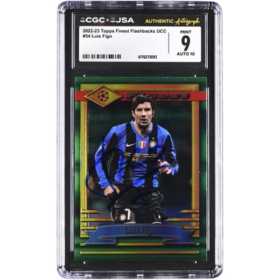 Luis Figo Inter Milan Autographed 2022-23 Topps Finest Flashbacks UCC #54 CGC Authenticated 9/10 Card