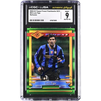 Luis Figo Inter Milan Autographed 2022-23 Topps Finest Flashbacks UCC #54 CGC Authenticated 9/10 Card