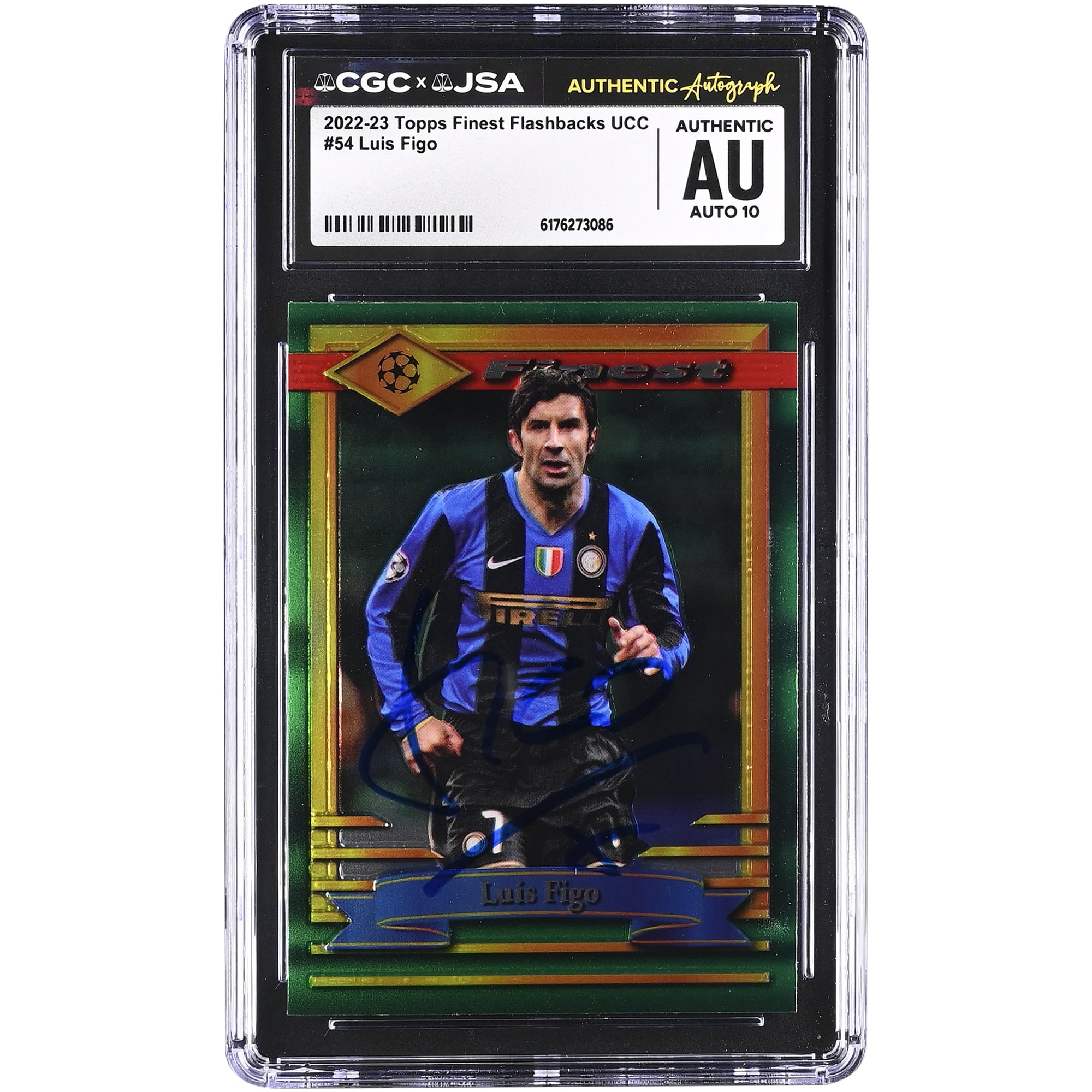 Luis Figo Inter Milan Autographed 2022-23 Topps Finest Flashbacks UCC #54 CGC Authenticated Auto 10 Card