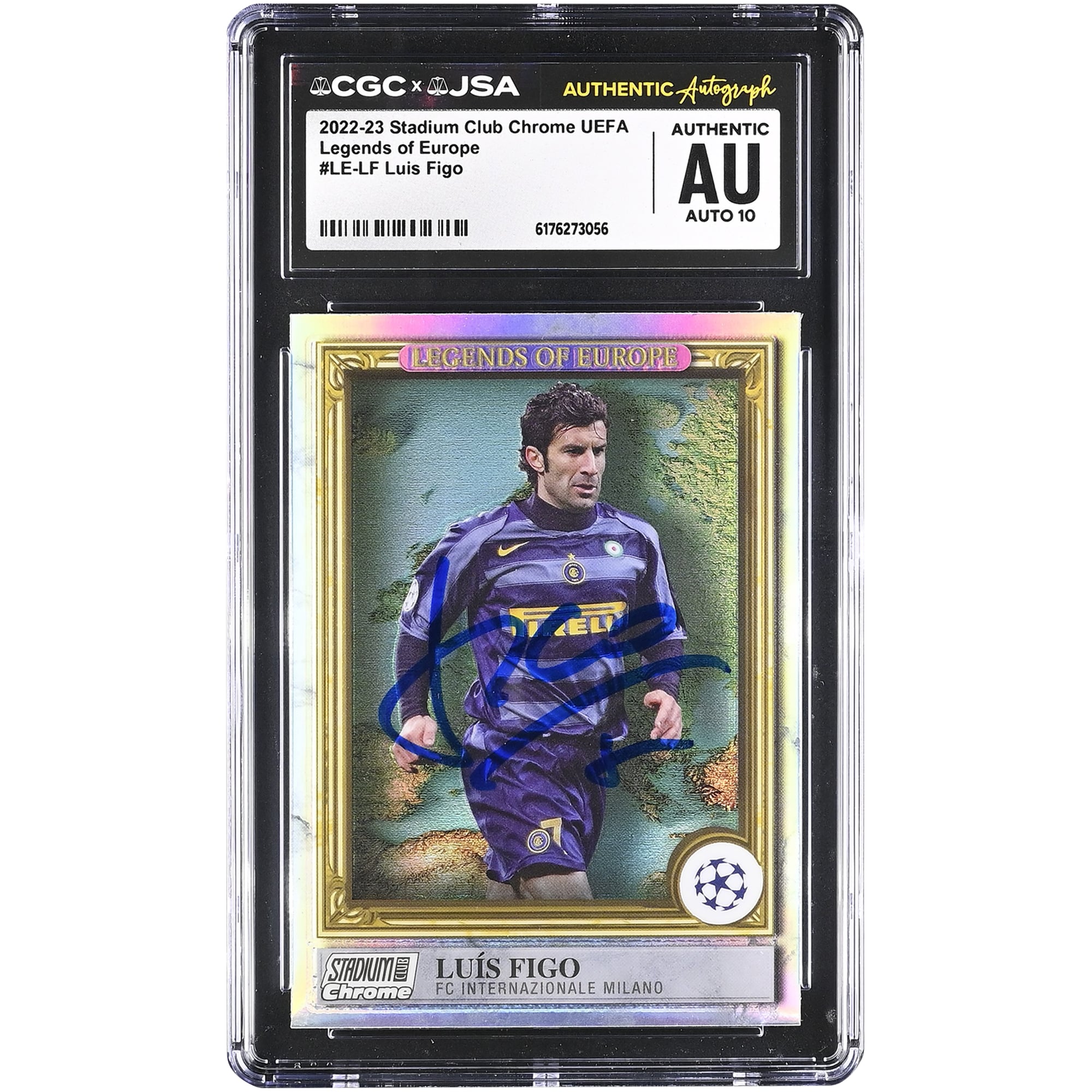 Luis Figo Inter Milan Autographed 2022-23 Topps Stadium Club Chrome UEFA Legends of Europe #LE-LF CGC Authenticated Auto 10 Card