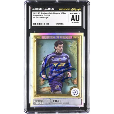 Luis Figo Inter Milan Autographed 2022-23 Topps Stadium Club Chrome UEFA Legends of Europe #LE-LF CGC Authenticated Auto 10 Card
