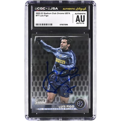 Luis Figo Inter Milan Autographed 2022-23 Topps Stadium Club Chrome UEFA #77 CGC Authenticated Auto 10 Card