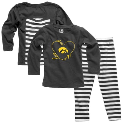Iowa Hawkeyes Wes & Willy Girls Infant Long Sleeve Top and Pant Set - Black
