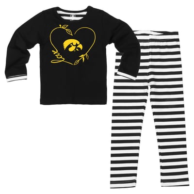  Iowa Hawkeyes Wes & Willy Girls Toddler 2-Piece Long Sleeve Top and Pants Set - Black