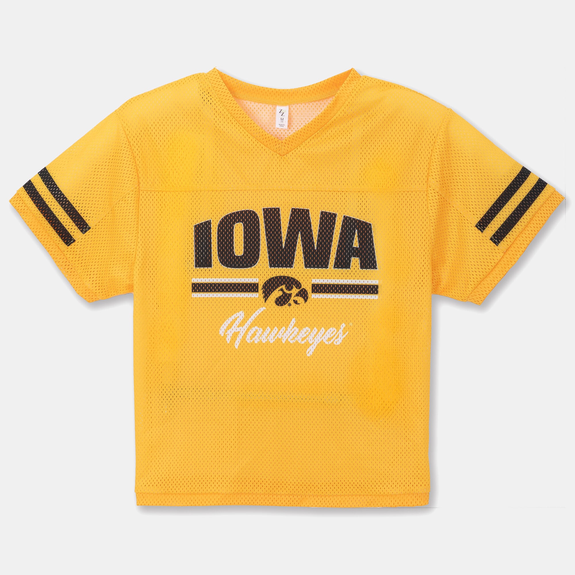 Girls Youth ZooZatz Gold Iowa Hawkeyes Mesh Jersey T-Shirt