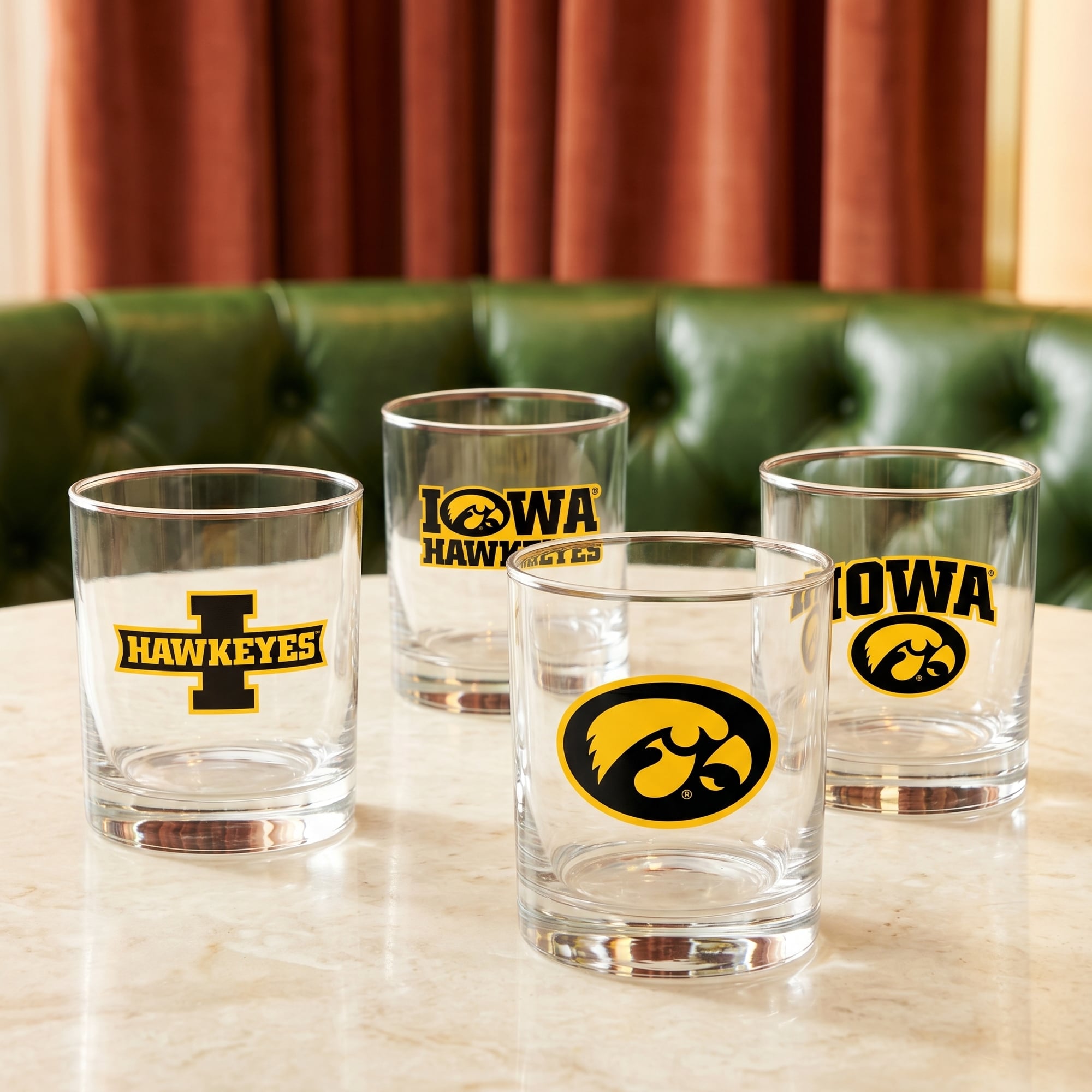 Coffret de 4 verres à whisky de collection Indigo Falls Iowa Hawkeyes