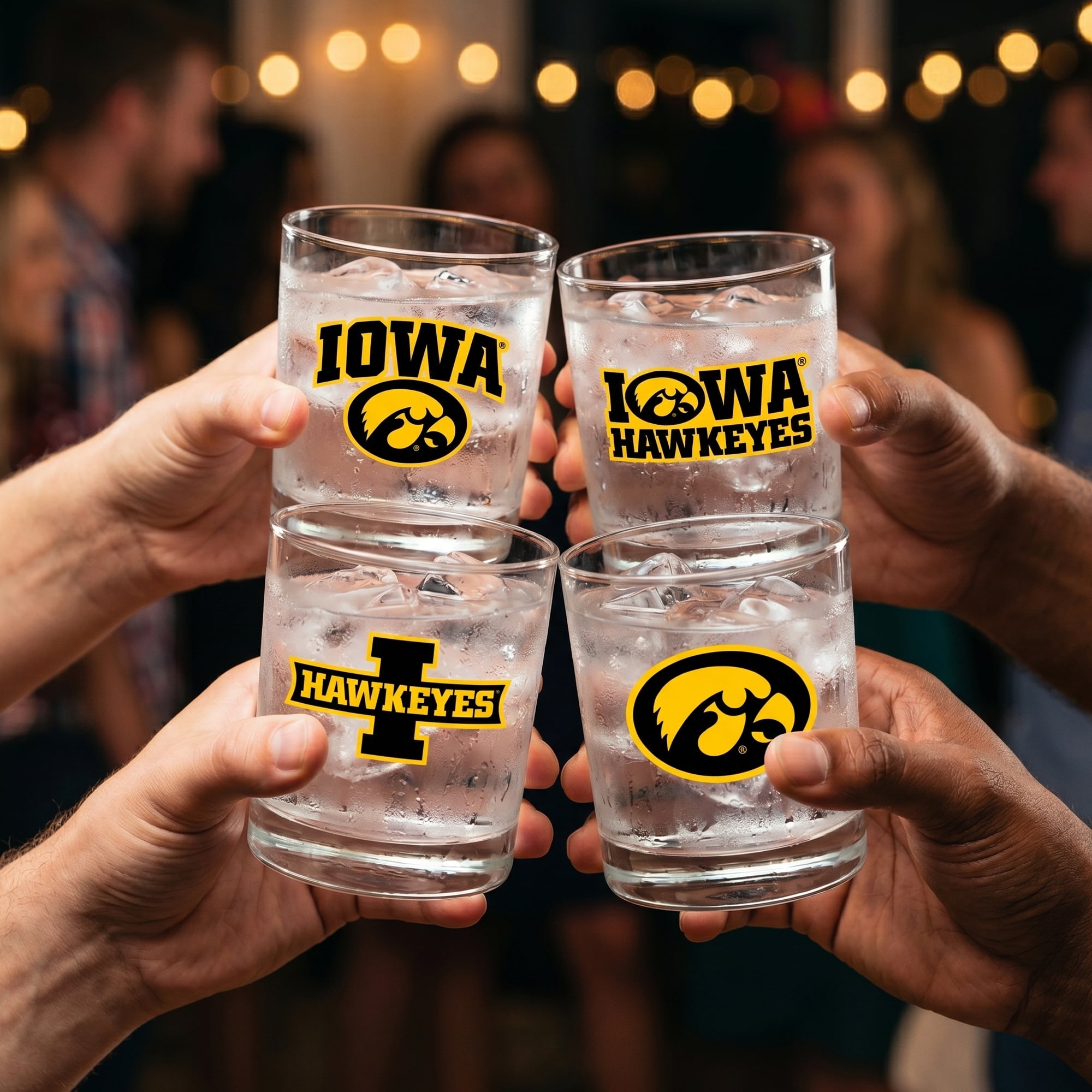 Coffret de 4 verres à whisky de collection Indigo Falls Iowa Hawkeyes
