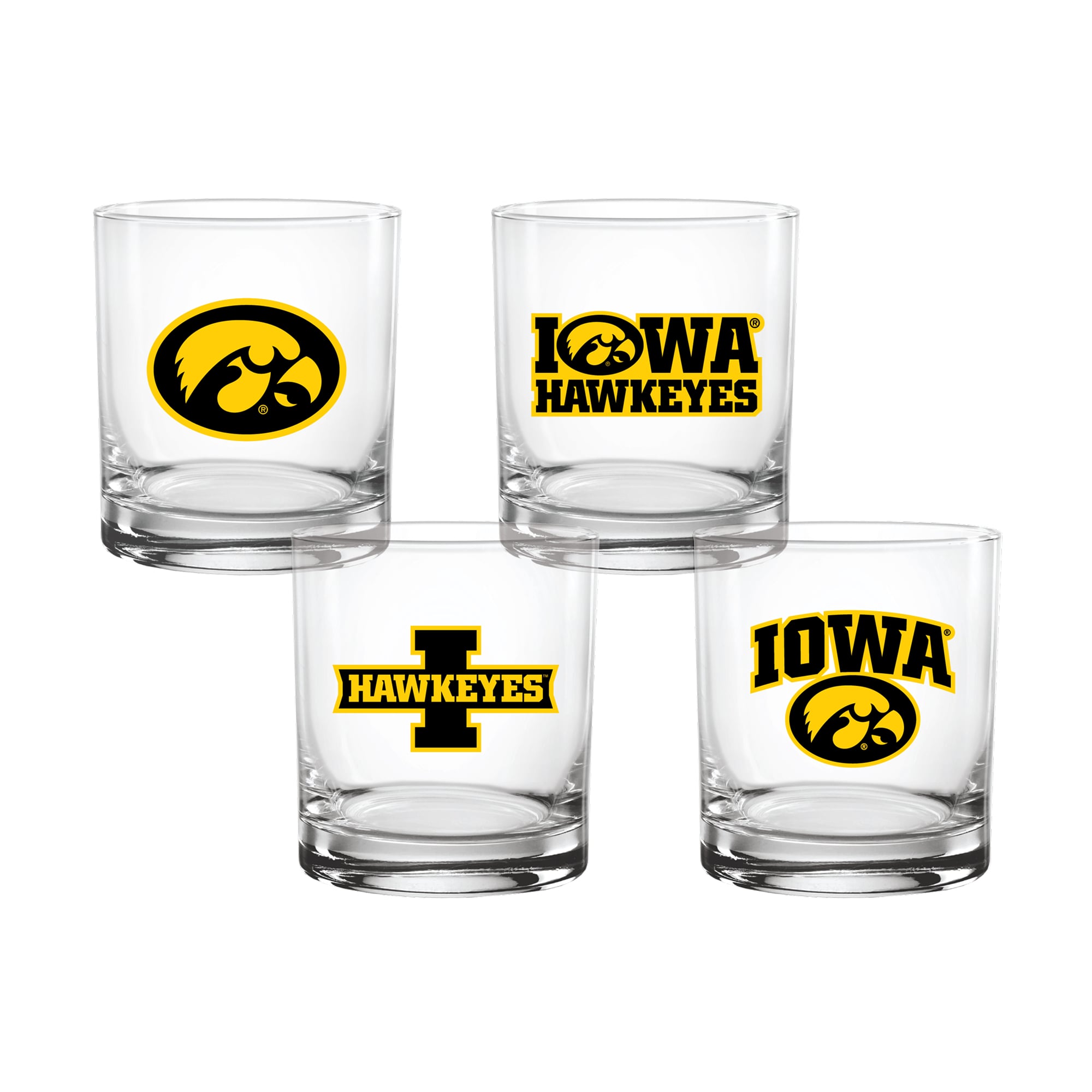 Coffret de 4 verres à whisky de collection Indigo Falls Iowa Hawkeyes
