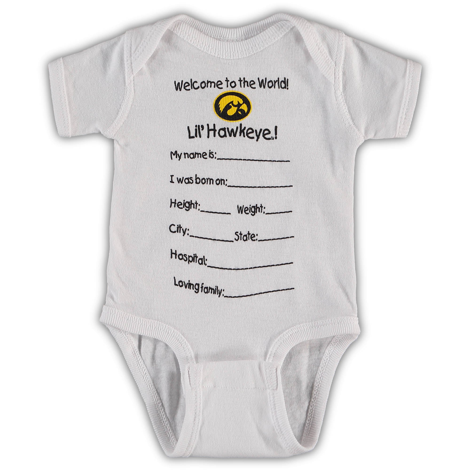 Iowa Hawkeyes Nouveau-né Bienvenue au monde Creeper - Blanc