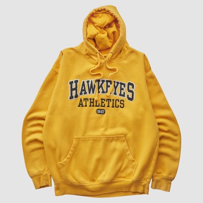 Iowa Hawkeyes Old Varsity Brand 2010s Hooded Pullover Sweatshirt - Yellow - S by Fanatics Real Vintage