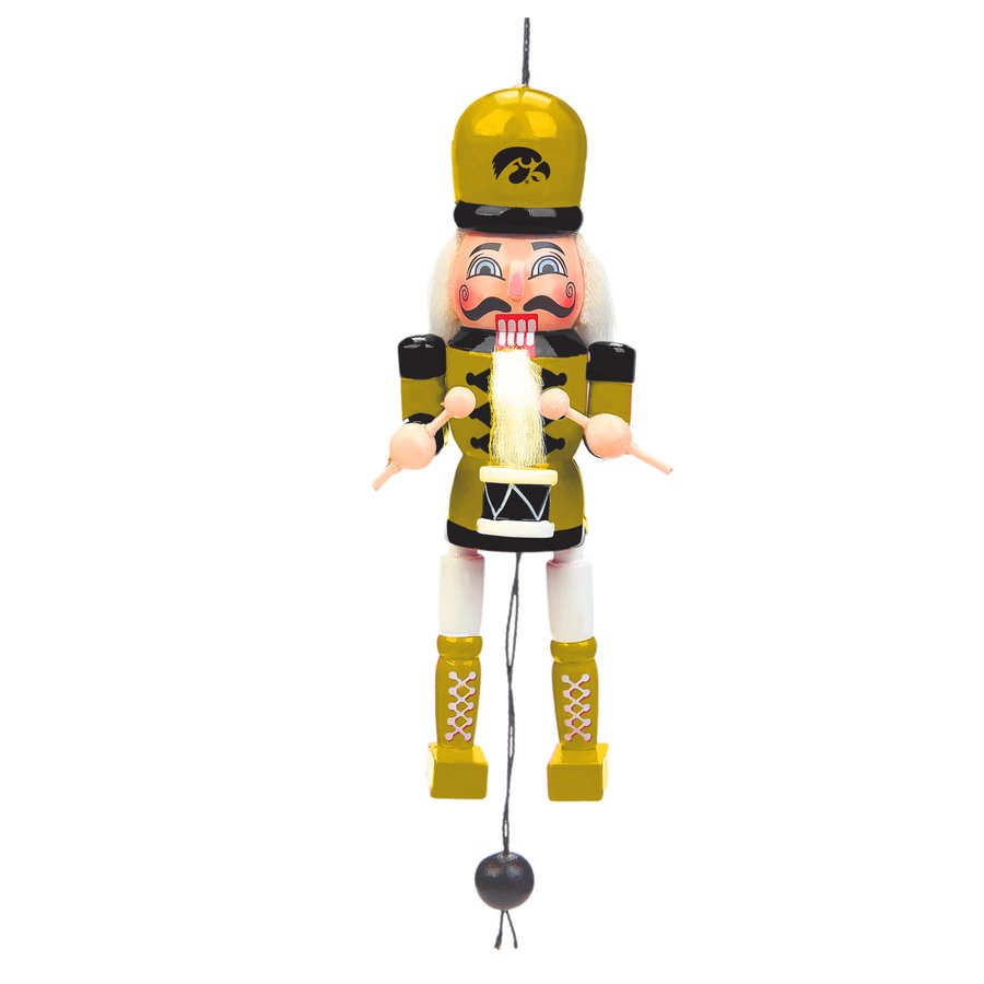 Iowa Hawkeyes Pull String Wooden Nutcracker Ornament
