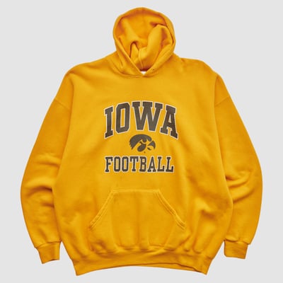 Iowa Hawkeyes Soffe 2000s Hooded Pullover Sweatshirt - Yellow - XL by Fanatics Real Vintage