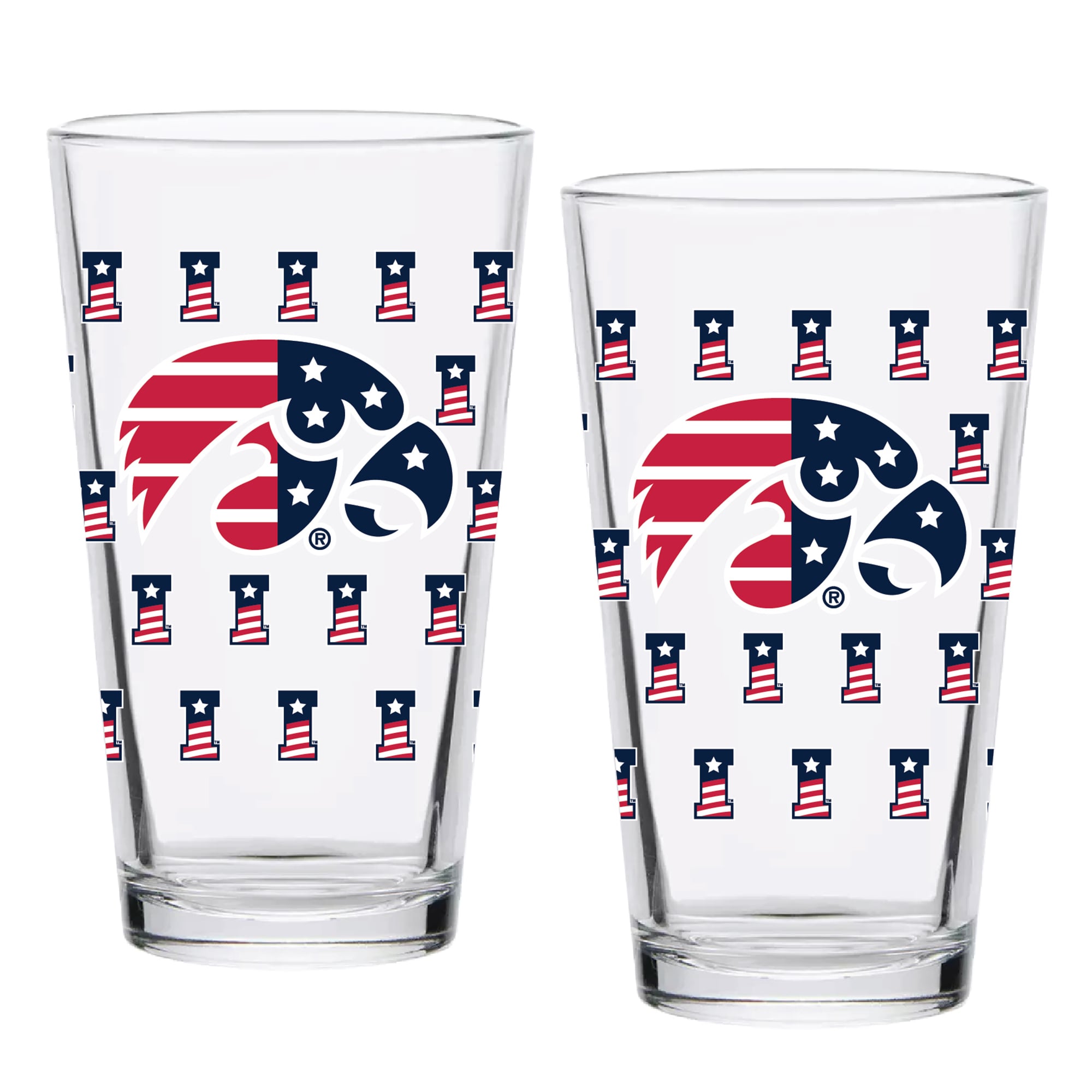 Iowa Hawkeyes Two-Pack 16oz. Americana Pint Glass Set