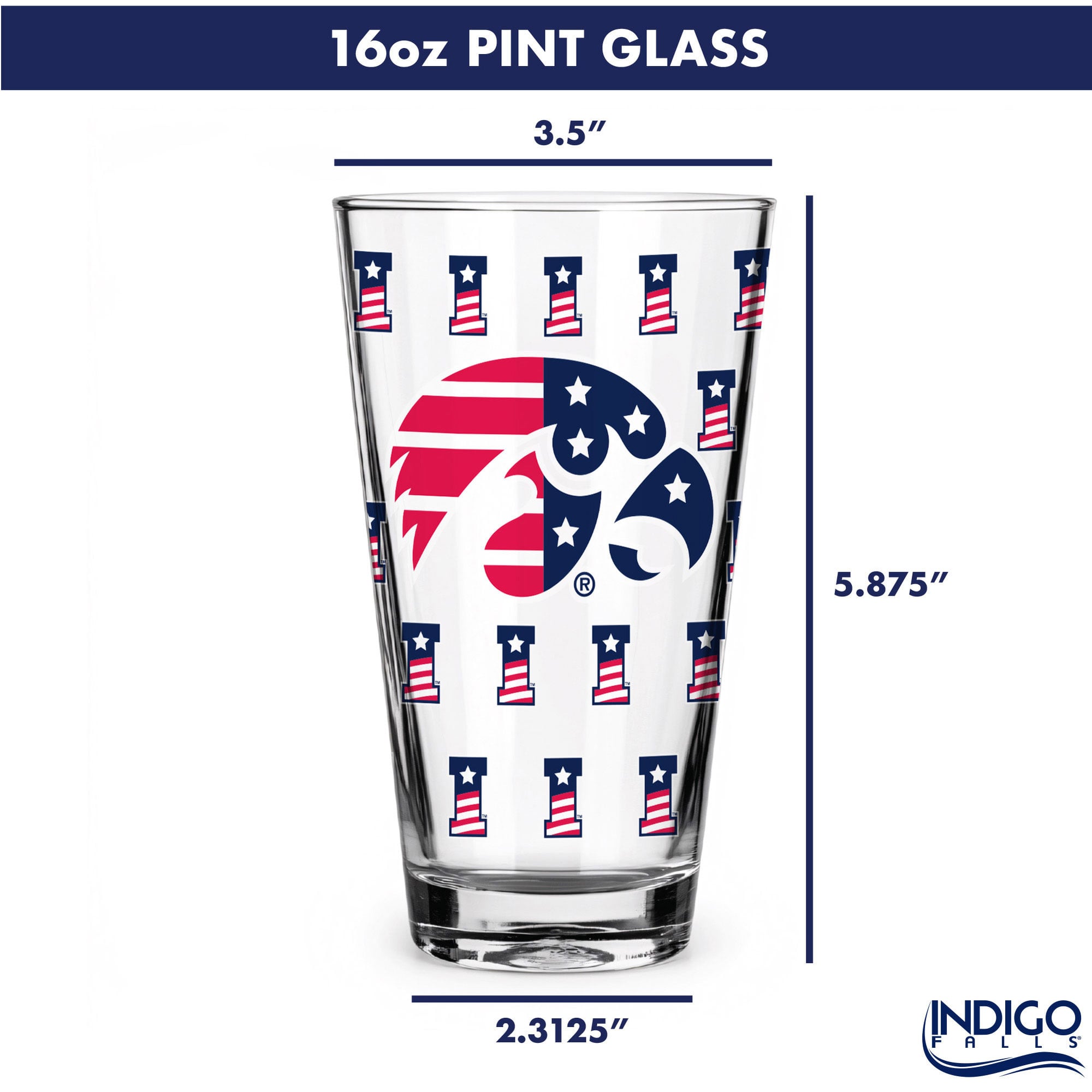 Iowa Hawkeyes Two-Pack 16oz. Americana Pint Glass Set