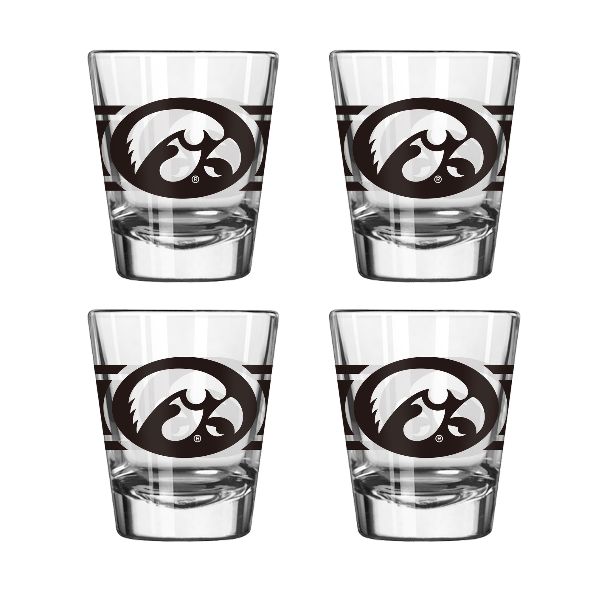 Ensemble de quatre verres à shot rayés Logo Brands Iowa Hawkeyes