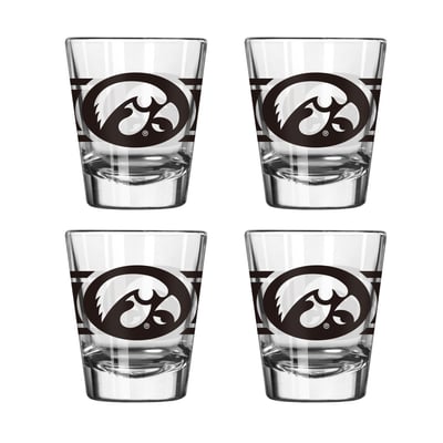 Iowa Hawkeyes Logo Brands Four-Piece Stripe Shot Glass Set